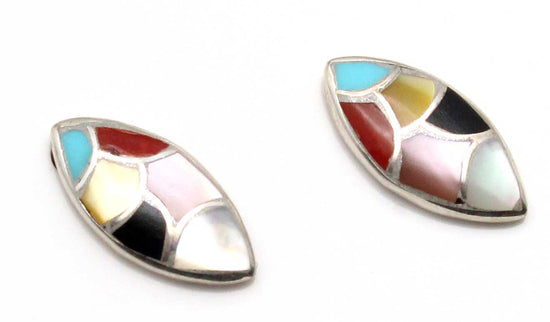 Load image into Gallery viewer, Zuni Multi-Stone Inlay Oval Stud Earrings
