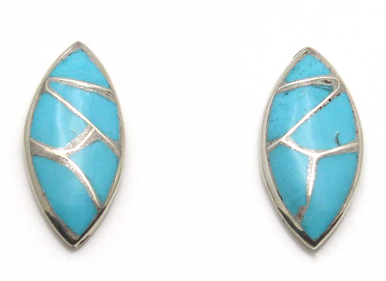 Load image into Gallery viewer, Turquoise Inlay Post Earrings by Leekya
