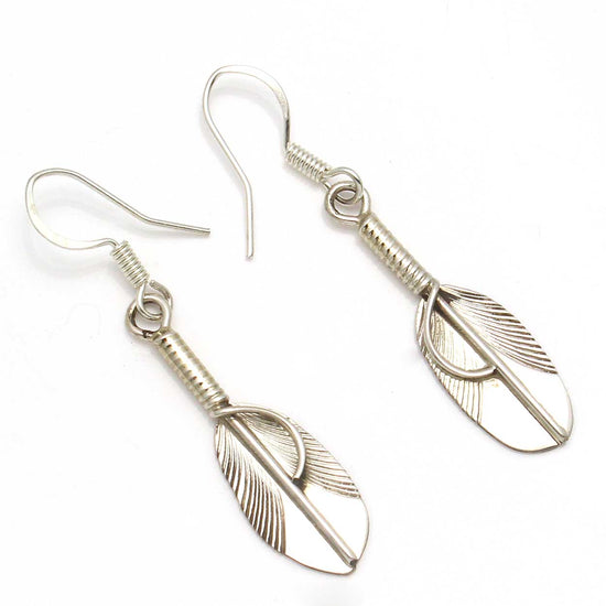 Navajo Sterling Silver Feather Earrings By Charley