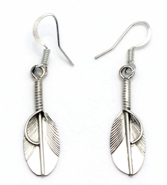 Navajo Sterling Silver Feather Earrings By Charley