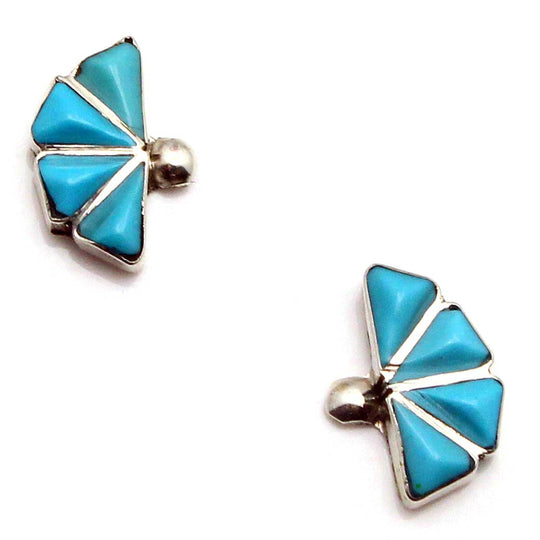 Zuni Turquoise Channel Inlay Earrings by Quewtawki