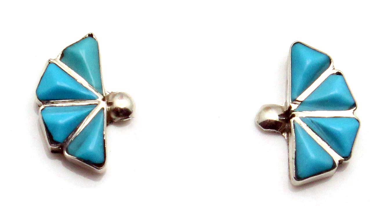 Zuni Turquoise Channel Inlay Earrings by Quewtawki