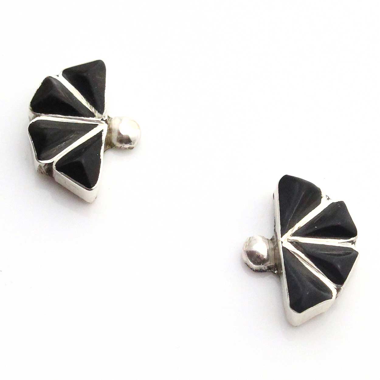 Load image into Gallery viewer, Zuni Onyx Channel Inlay Earrings by Quewtawki
