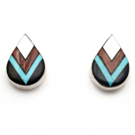 Zuni Multi Color Inlay Stud Earrings by Cheama