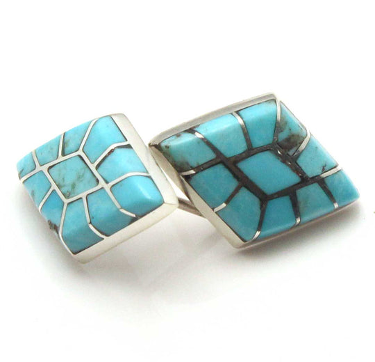 Turquoise Channel Inlay Stud Earrings by Epaloose | 3/4" x 1/2"