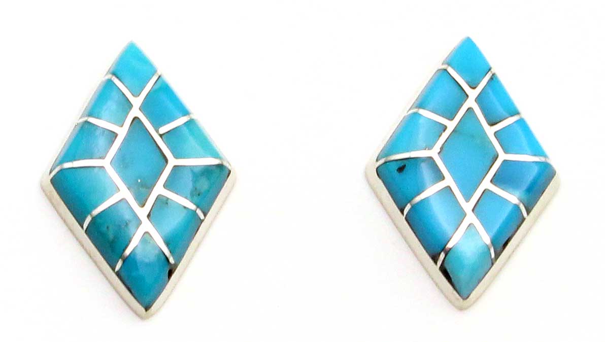 Turquoise Channel Inlay Stud Earrings by Epaloose | 3/4" x 1/2"