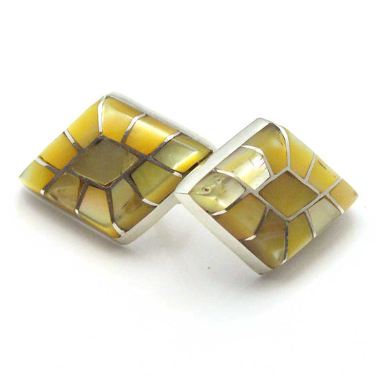 Clam Shell Channel Inlay Stud Earrings by Epaloose | 3/4" x 1/2"