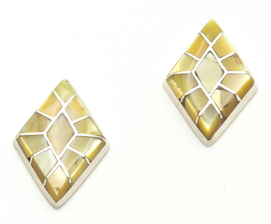 Clam Shell Channel Inlay Stud Earrings by Epaloose | 3/4" x 1/2"