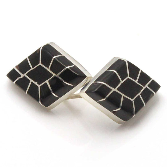 Jet Channel Inlay Stud Earrings by Epaloose | 3/4" x 1/2"