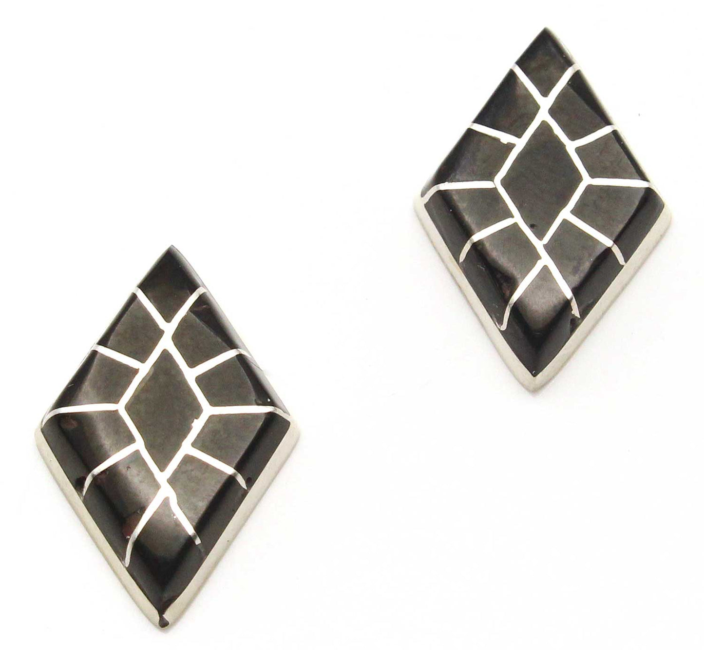 Load image into Gallery viewer, Jet Channel Inlay Stud Earrings by Epaloose | 3/4&amp;quot; x 1/2&amp;quot;
