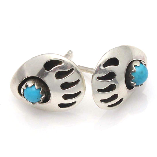 Silver Bear Paw Shadow Box Earrings