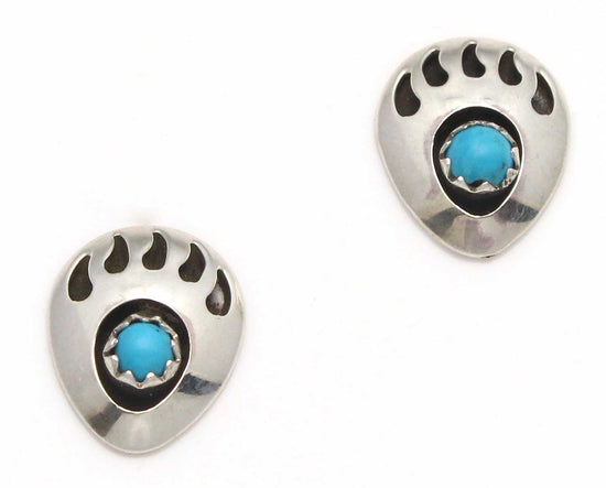 Load image into Gallery viewer, Navajo Silver Bear Paw Post by Johnson
