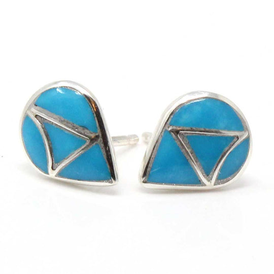 Zuni Turquoise & Silver Tear Drop Earrings