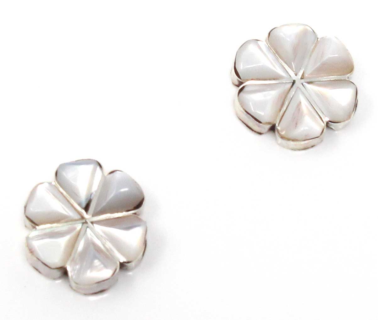 Load image into Gallery viewer, Zuni Mother of Pearl Inlay Flower Stud Earrings
