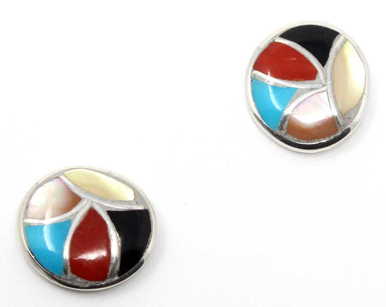 Load image into Gallery viewer, Zuni Multi Color Channel Inlay Earrings.
