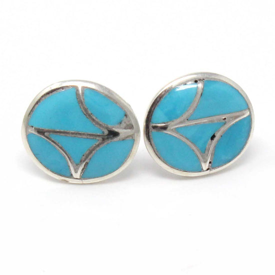 Zuni Turquoise Channel Inlay Earrings.