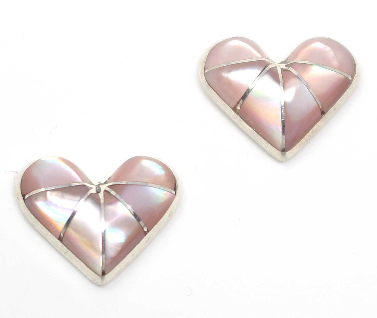 Load image into Gallery viewer, Pink Mussel Shell Inlay Heart Stud Earrings
