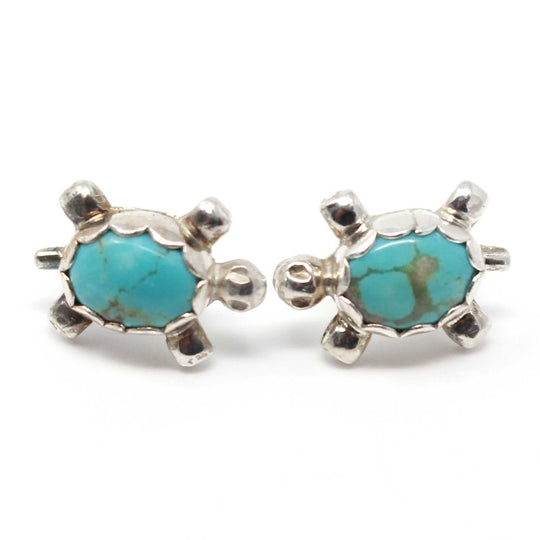 Turquoise & Silver Turtle Earrings by Kinsel