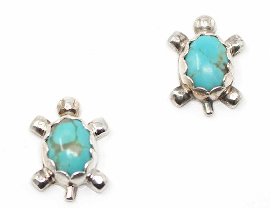 Turquoise & Silver Turtle Earrings by Kinsel
