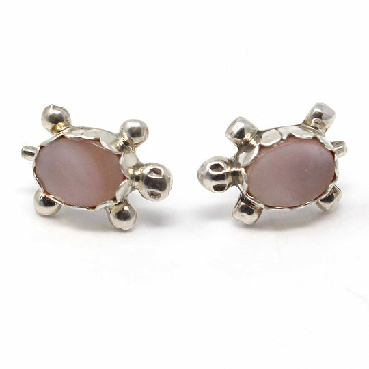 Pink Mussel Shell Turtle Earrings by Kinsel