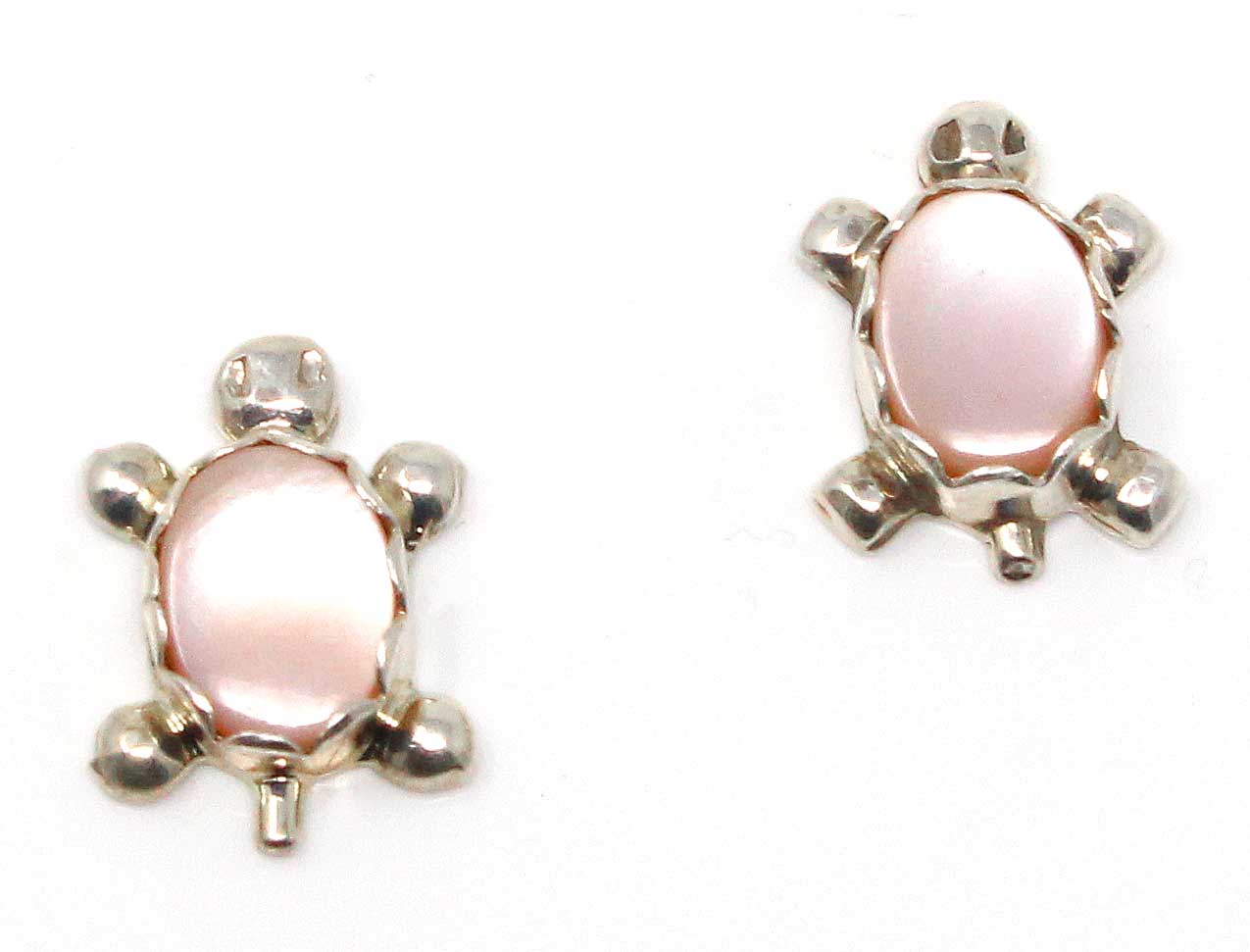 Pink Mussel Shell Turtle Earrings by Kinsel