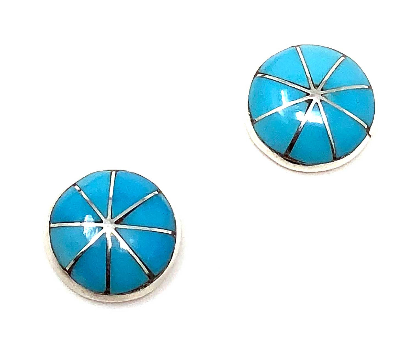Zuni Turquoise Inlay Domed Earring by Kalestewa