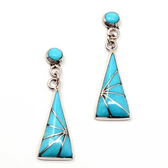 Zuni Turquoise Dangle Earrings by Kallestewa