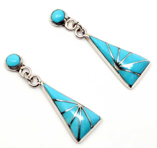 Zuni Turquoise Dangle Earrings by Kallestewa