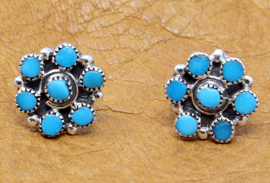 Zuni Turquoise Cluster Stud Earrings by Leekity