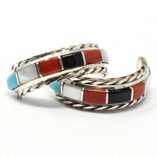 Multi Stone Hoop Earrings by Chavez