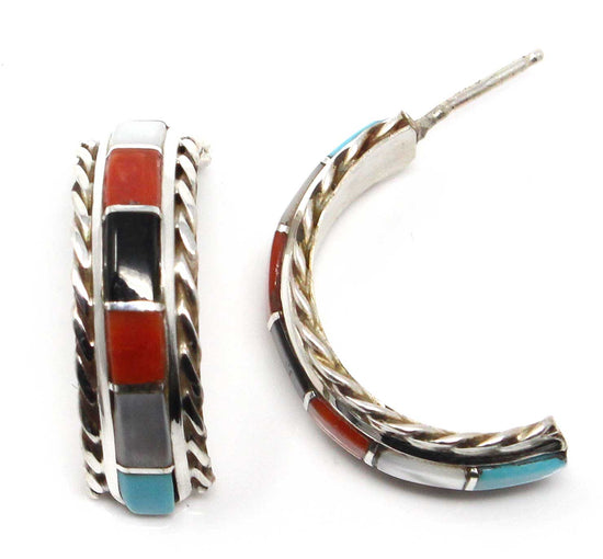 Load image into Gallery viewer, Multi Stone Hoop Earrings by Chavez
