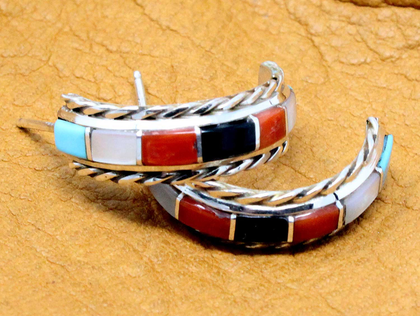 Load image into Gallery viewer, Multi Stone Hoop Earrings by Chavez
