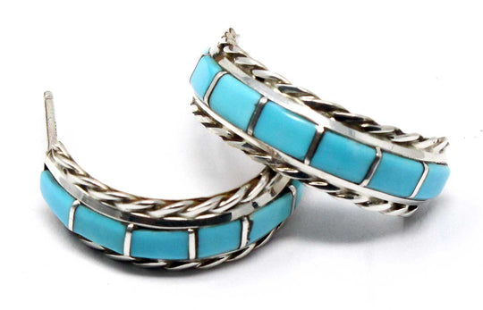 Zuni Turquoise Hoop Earrings by Chavez