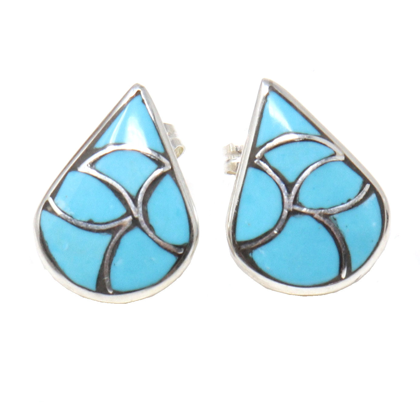 Silver & Turquoise Tear Drop Studs