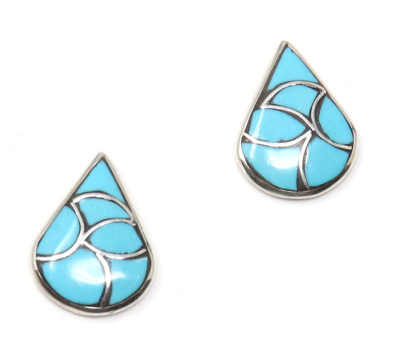 Silver & Turquoise Tear Drop Studs