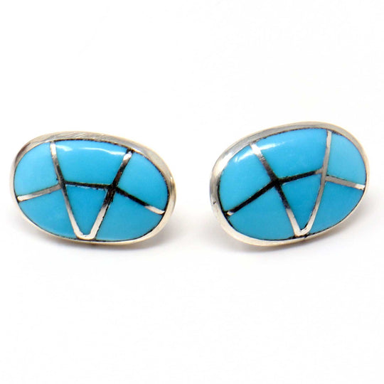 Zuni Channel Inlay Oval Posts by Kallestewa