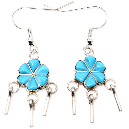 Zuni Turquoise Flower Dangles by Martinez