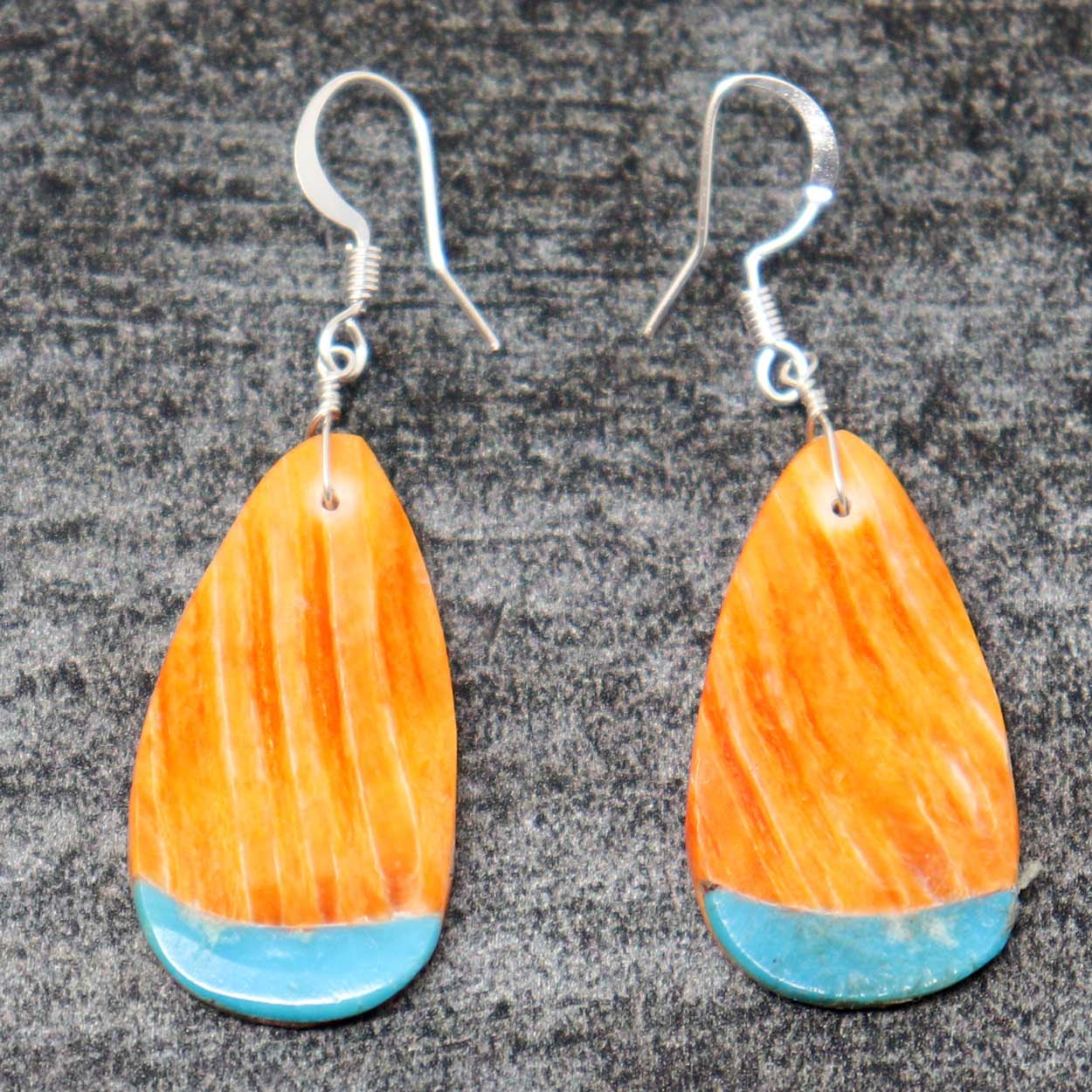 Orange Spiny Oyster & Turquoise Earrings By Pete