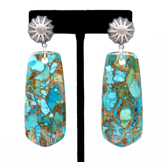 Load image into Gallery viewer, Contemporary Turquoise Slab Earrings

