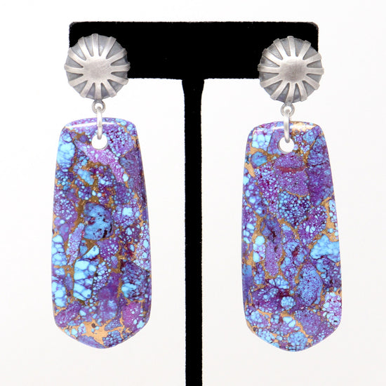 Load image into Gallery viewer, Contemporary Turquoise Slab Earrings
