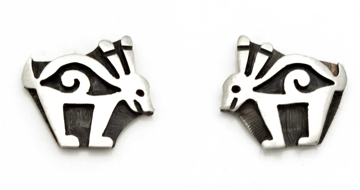 Load image into Gallery viewer, Hopi Silver Hare Post Earrings
