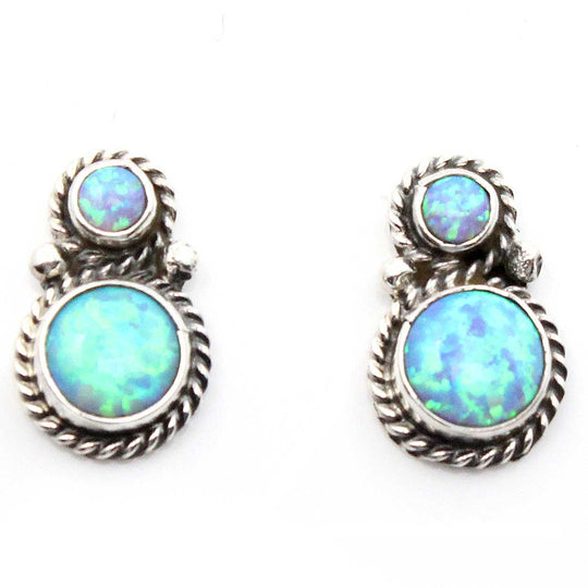 Lab Opal Post Earrings
