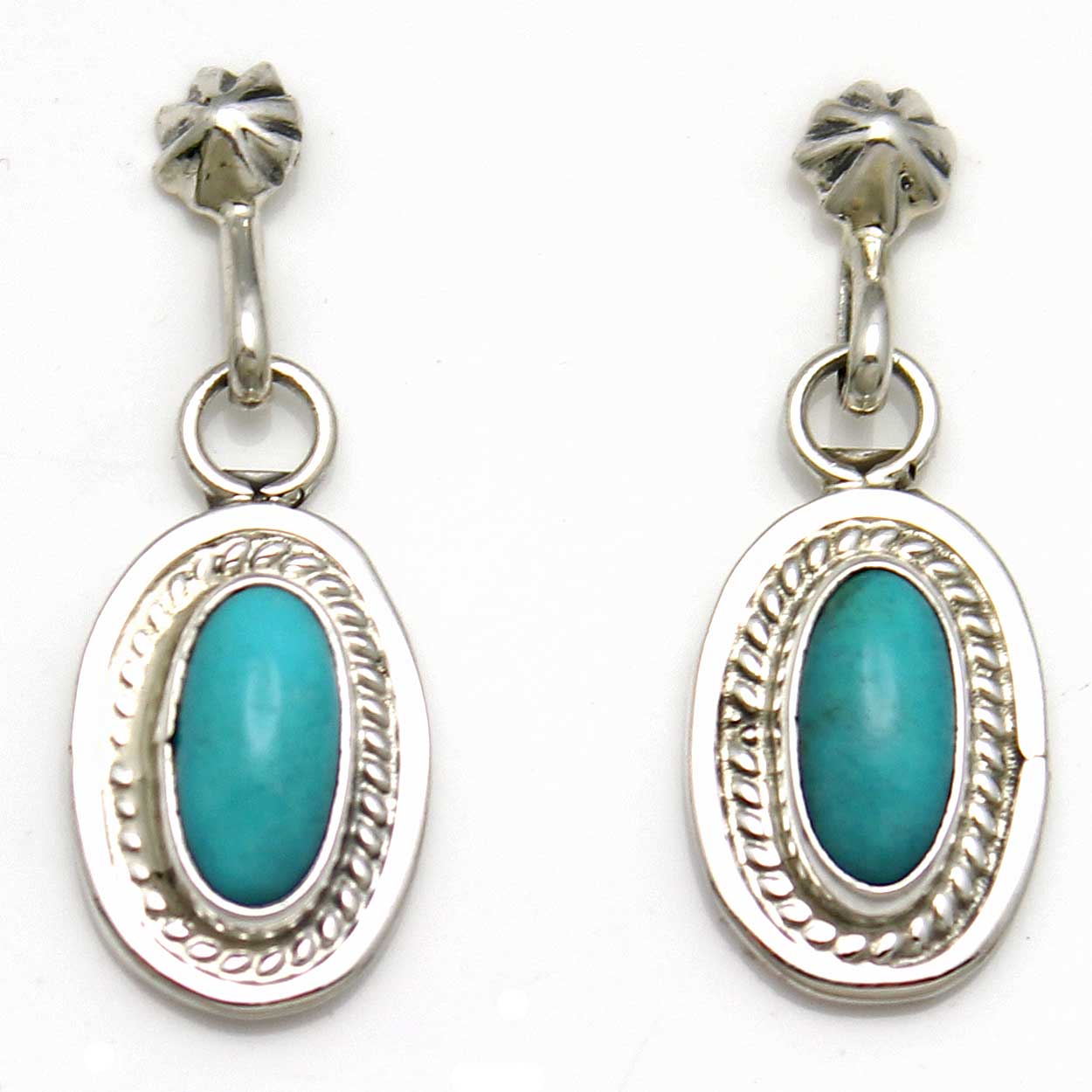 Load image into Gallery viewer, Turquoise and Sterling Silver Dangle Earrings

