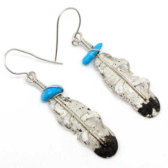 Silver Feather Earrings by Ernie Rangel