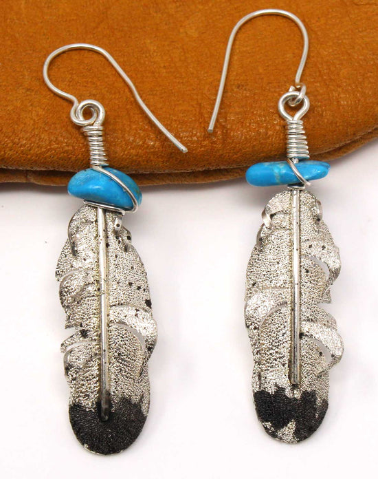 Silver Feather Earrings by Ernie Rangel