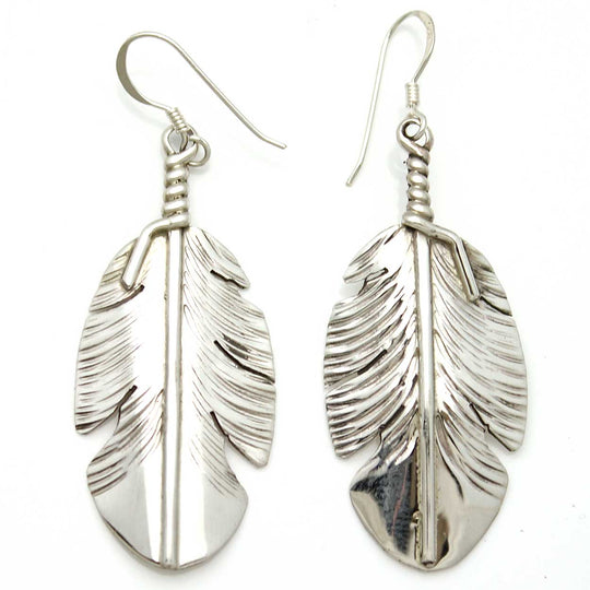 Sterling Silver Feather Earrings