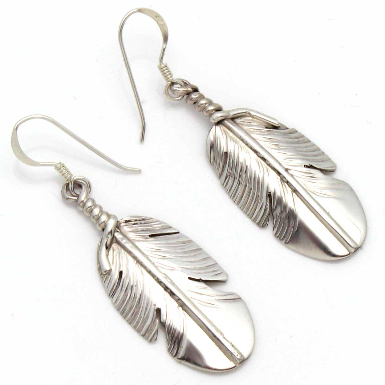 Small Silver Feather Earrings by Begay