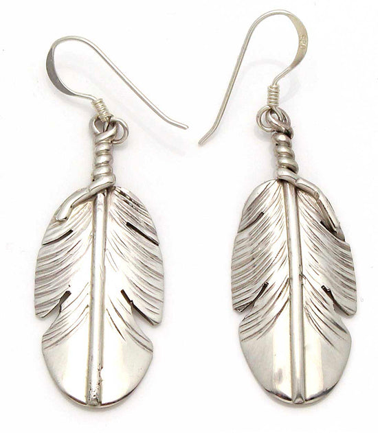 Small Silver Feather Earrings by Begay