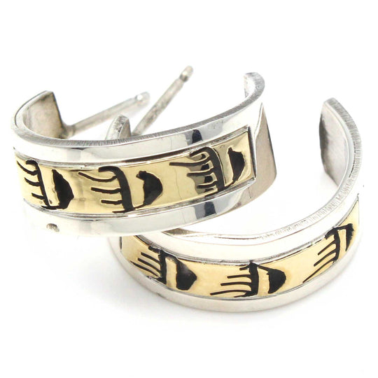 Silver & Gold Overlay Bear Paw Hoops by Skeets