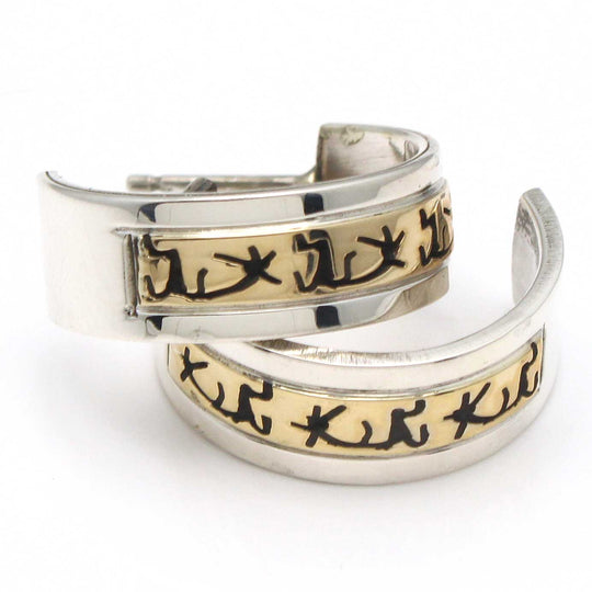 Silver & Gold Overlay Kokopelli Hoops by Skeets